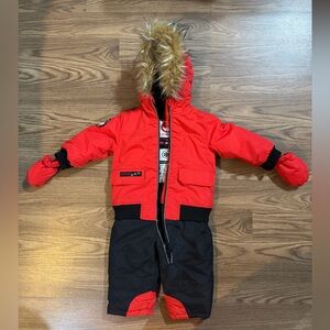 Red and Black Kids One Piece Snowsuit